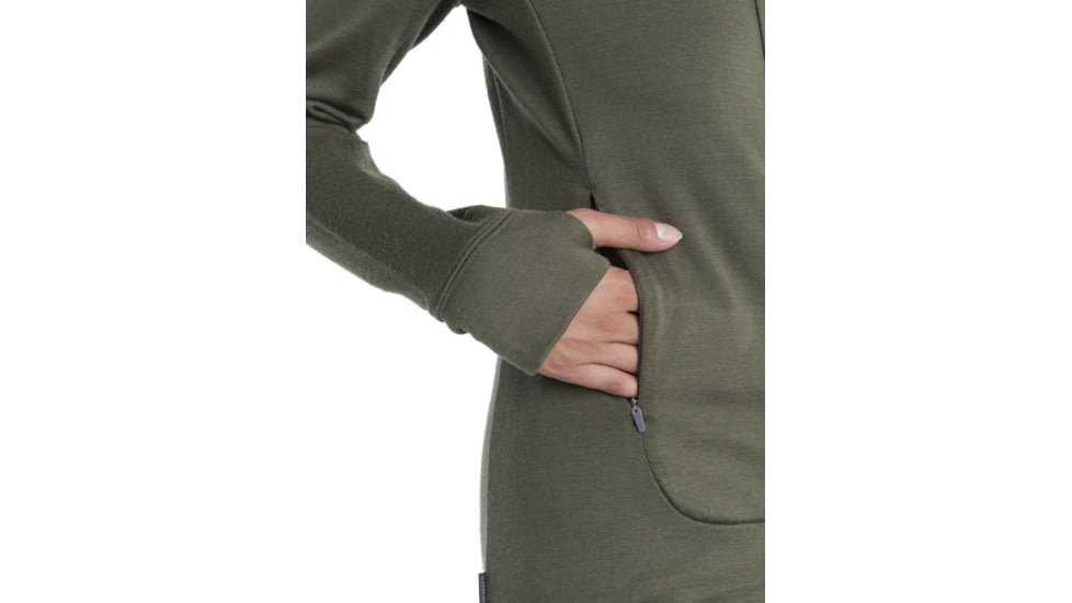 Icebreaker Quantum III Long Sleeve Zip Hoodie - Womens, Loden, Large, IB0A59JW069L
