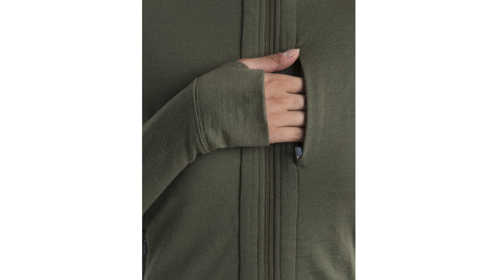 Icebreaker Quantum III Long Sleeve Zip Hoodie - Womens, Loden, Large, IB0A59JW069L
