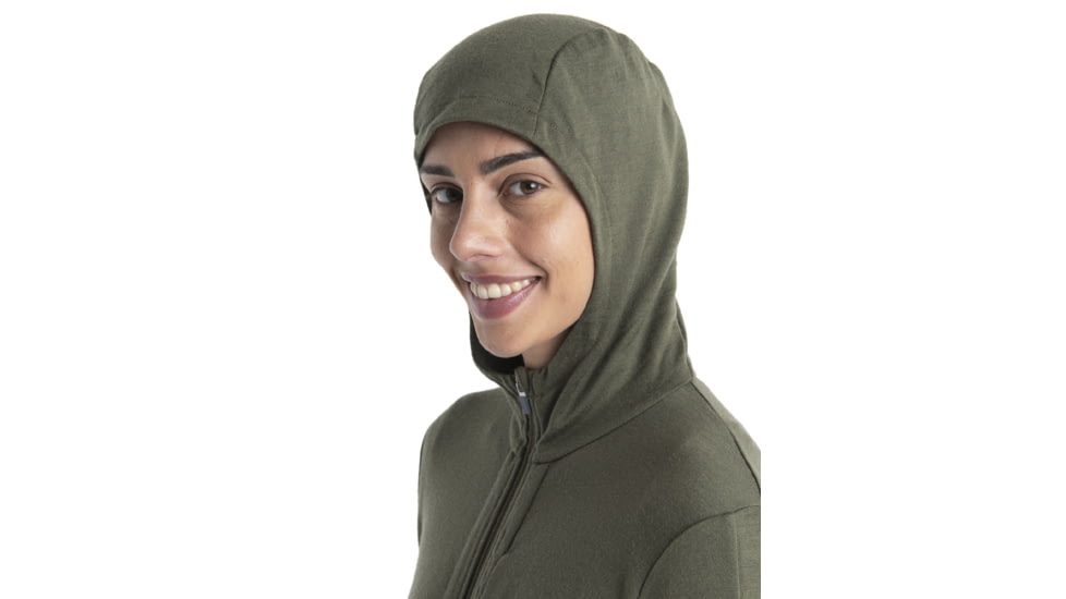 Icebreaker Quantum III Long Sleeve Zip Hoodie - Womens, Loden, Large, IB0A59JW069L