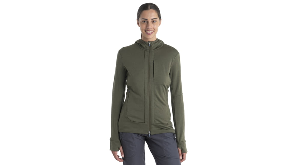 Icebreaker Quantum III Long Sleeve Zip Hoodie - Womens, Loden, Large, IB0A59JW069L