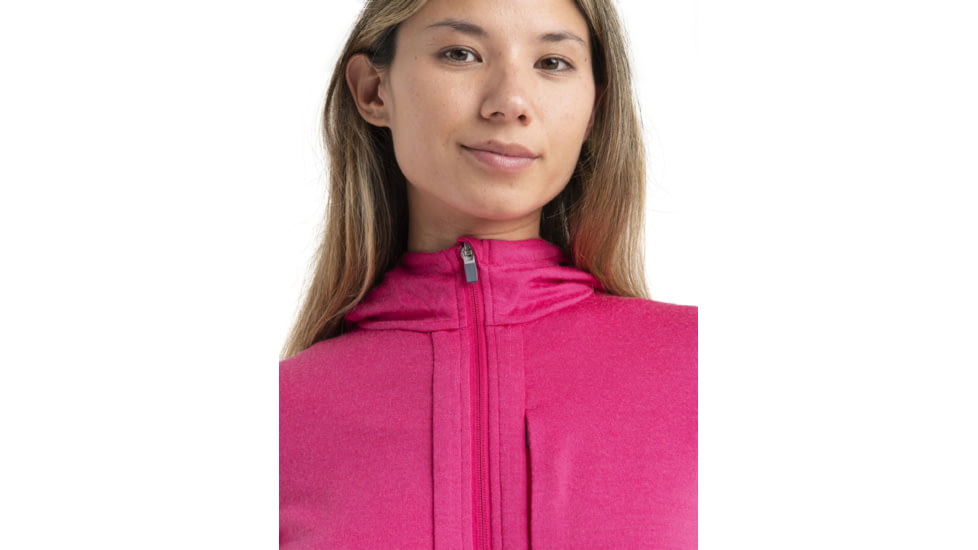 Icebreaker Quantum III Long Sleeve Zip Hoodie - Womens, Tempo/Electron Pink/Cb, Medium, IB0A59JW858M