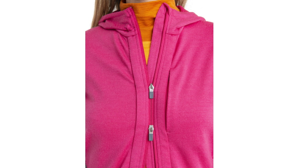 Icebreaker Quantum III Long Sleeve Zip Hoodie - Womens, Tempo/Electron Pink/Cb, Medium, IB0A59JW858M