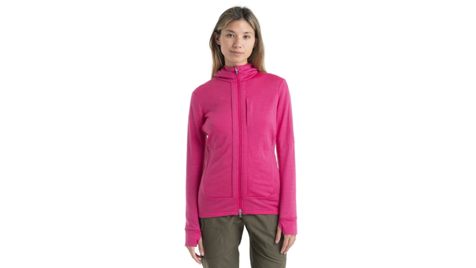 Icebreaker Quantum III Long Sleeve Zip Hoodie - Womens, Tempo/Electron Pink/Cb, Medium, IB0A59JW858M