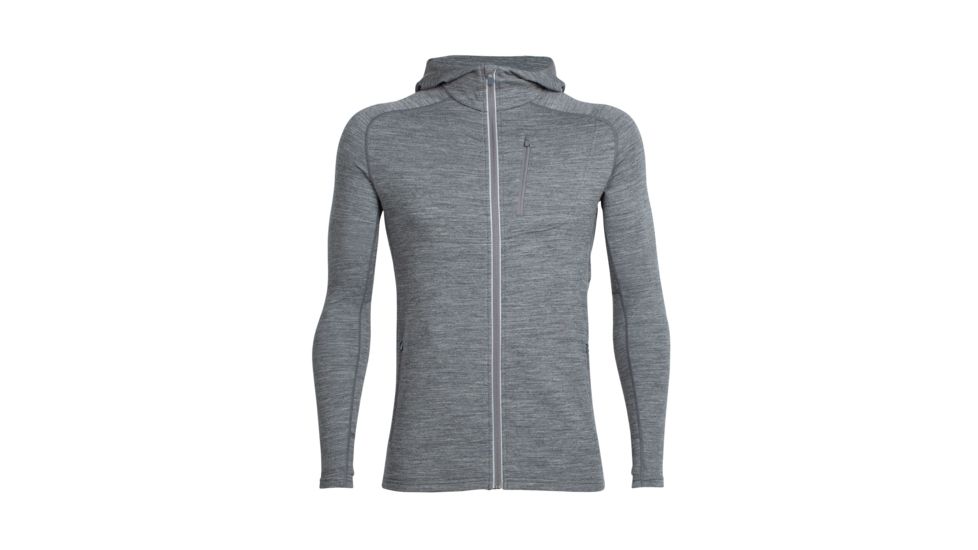 Icebreaker Quantum Long Sleeve Zip Hood, Gritstone Hthr, S, 103872002S