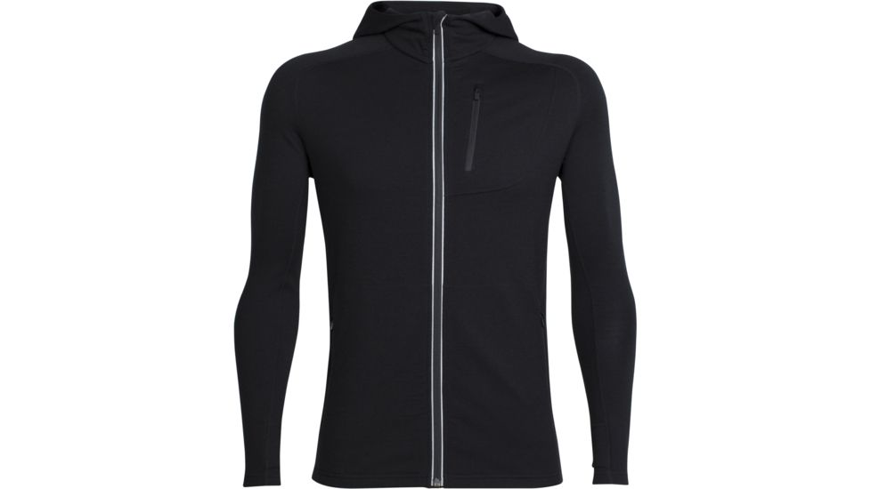 Icebreaker Quantum Long Sleeve Zip Hood Jacket - Men's-Black-Medium