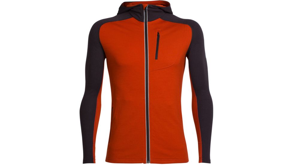 Icebreaker Quantum Long Sleeve Zip Hood Jacket - Men's-Copper/Ebony-X-Large