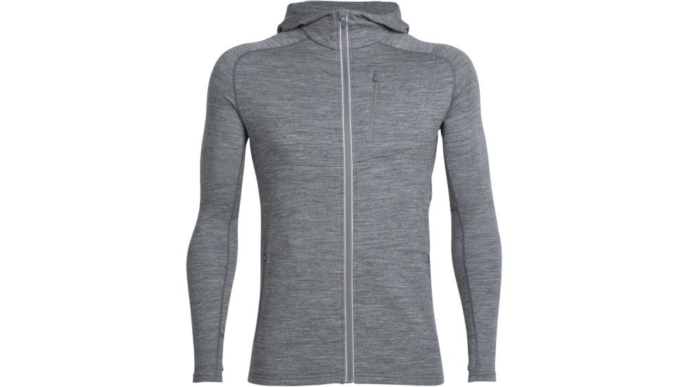 Icebreaker Quantum Long Sleeve Zip Hood Jacket - Men's-Gritstone Heather-Large