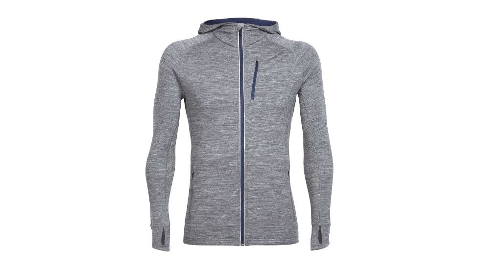 Icebreaker Quantum Long Sleeve Zip Hood Jacket - Men's-Gritstone Heather-Small