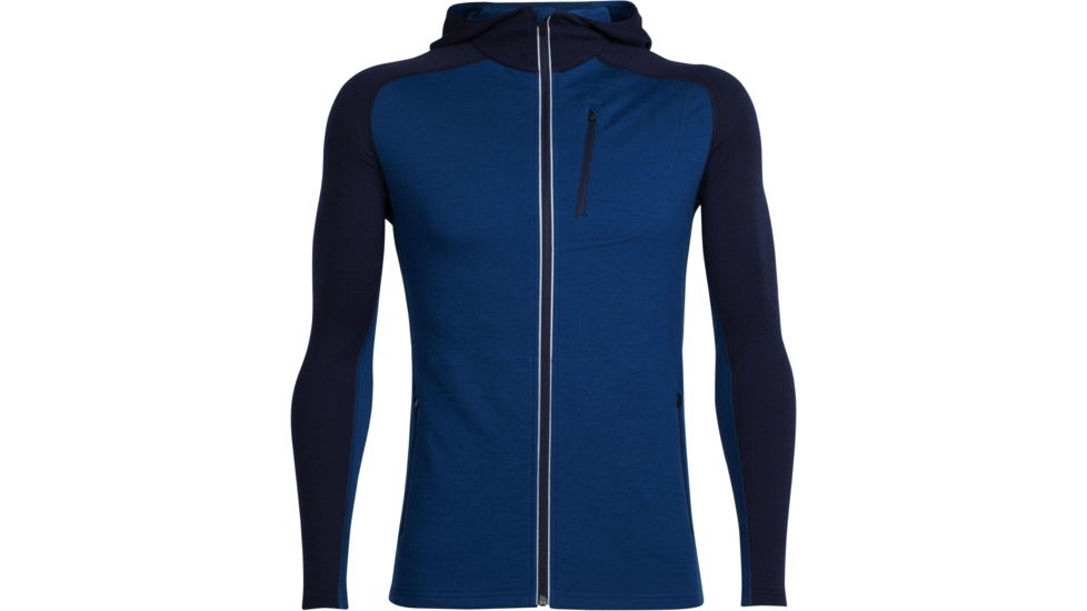Icebreaker Quantum Long Sleeve Zip Hood Jacket - Men's-Largo/Midnight Navy-X-Large