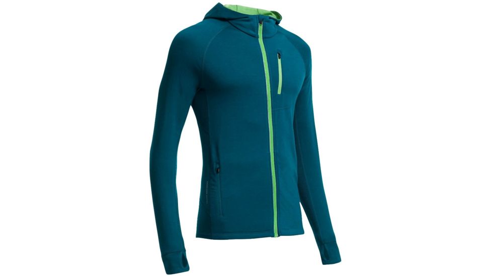 Icebreaker Quantum Long Sleeve Zip Hood Jacket - Mens-Night/Balsam-Small