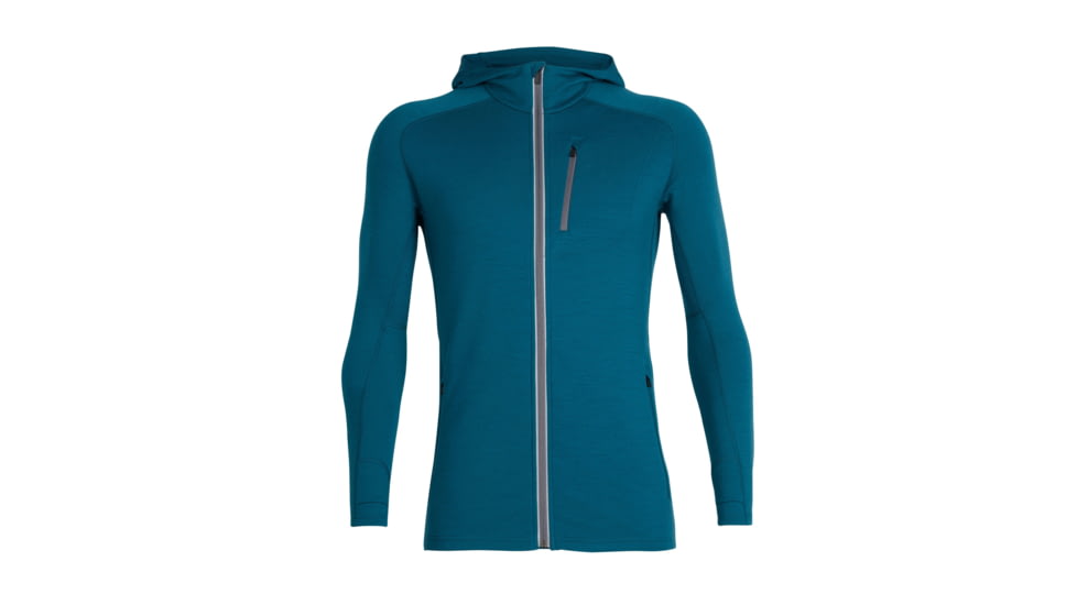 Icebreaker Quantum Long Sleeve Zip Hood - Mens, POSEIDON/TIMBERWOLF, L, 103872406L
