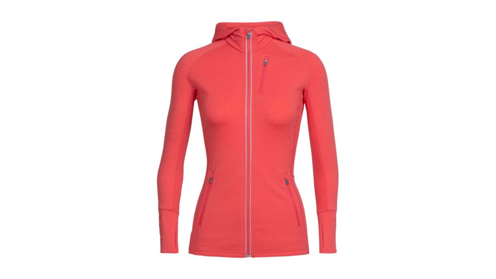 Icebreaker Quantum Long Sleeve Zip Hood, Poppy Red/Poppy Red, S, 101466605S