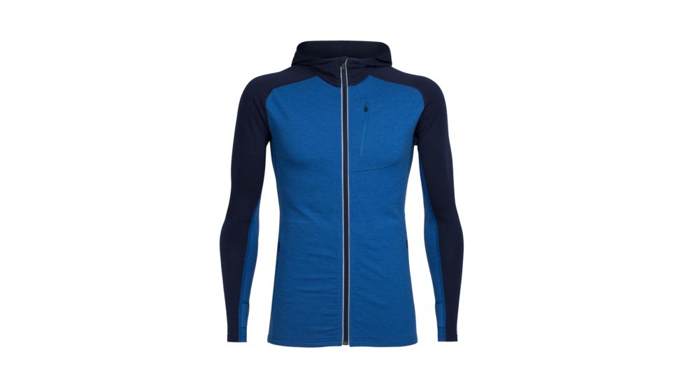 Icebreaker Quantum Long Sleeve Zip Hood, Sea Blue/Midnight Navy, 2XL, 103872402XXL