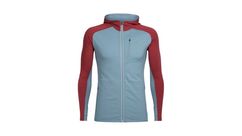 Icebreaker Quantum Long Sleeve Zip Hood, Vapour/Vintage Red, 2XL, 103872003XXL