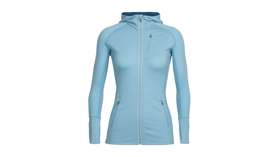 Icebreaker Quantum Long Sleeve Zip Hood, Waterfall/Waterfall, L, 101466410L
