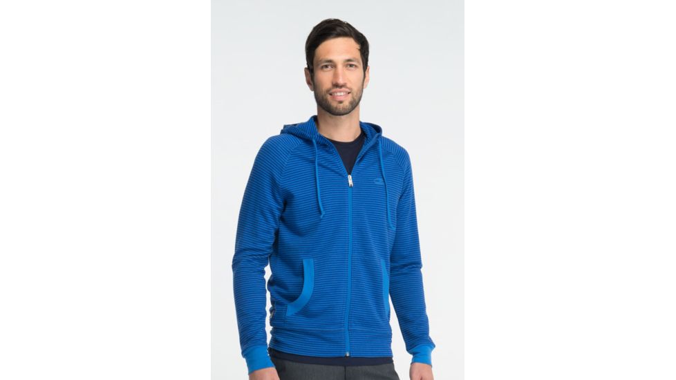 Icebreaker Quattro Long Sleeve Zip Hood Stripe Clearance - Men's-Cadet-X-Large
