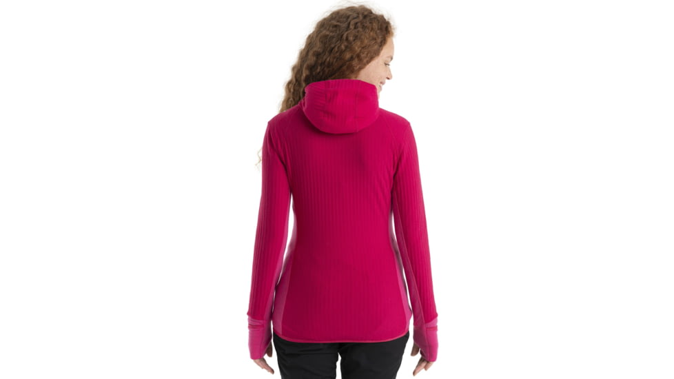 Icebreaker RealFleece Descender Long Sleeve Zip Hood Jacket - Womens, Electron Pink/Tempo, Medium, IB104491933M