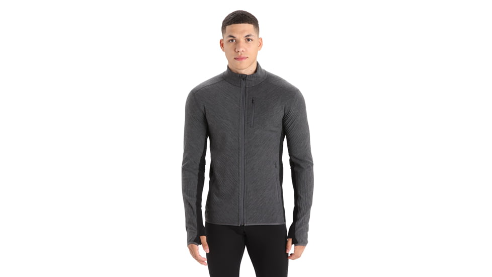 Icebreaker RealFleece Descender Long Sleeve Zip Jacket - Men's, Jet Heather/Black, Large, IB104853A01L