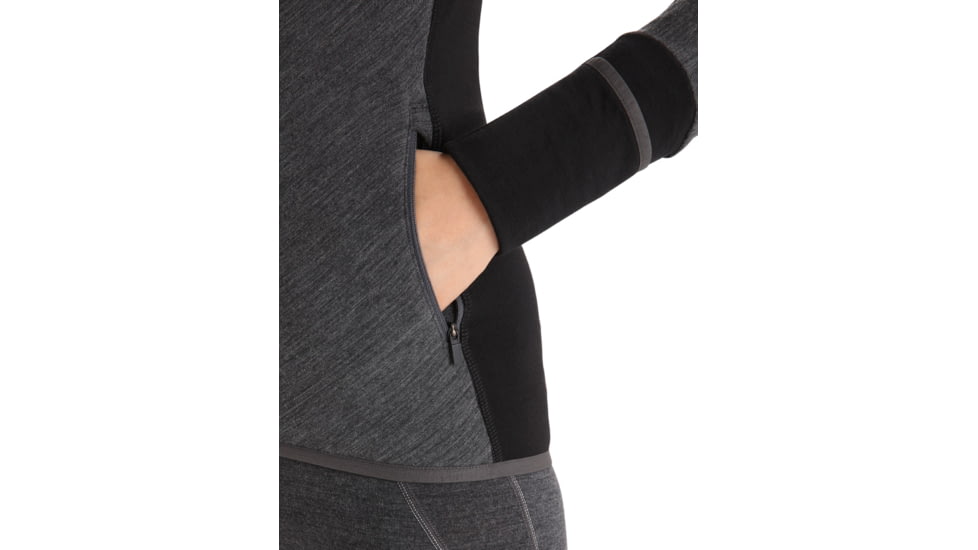 Icebreaker RealFleece Descender Long Sleeve Zip Jacket - Womens, Jet Heather/Black, Medium, IB103900A01M