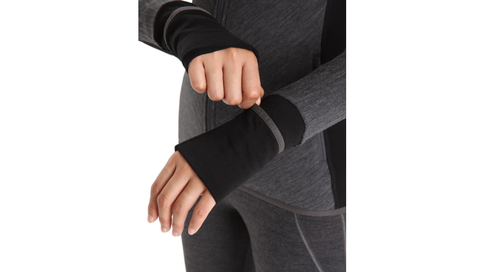 Icebreaker RealFleece Descender Long Sleeve Zip Jacket - Womens, Jet Heather/Black, Medium, IB103900A01M