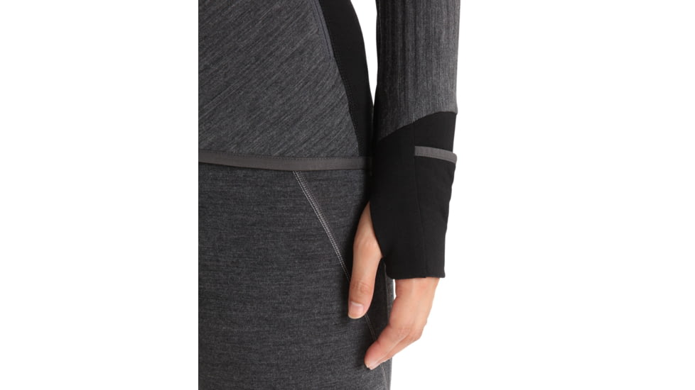 Icebreaker RealFleece Descender Long Sleeve Zip Jacket - Womens, Jet Heather/Black, Medium, IB103900A01M