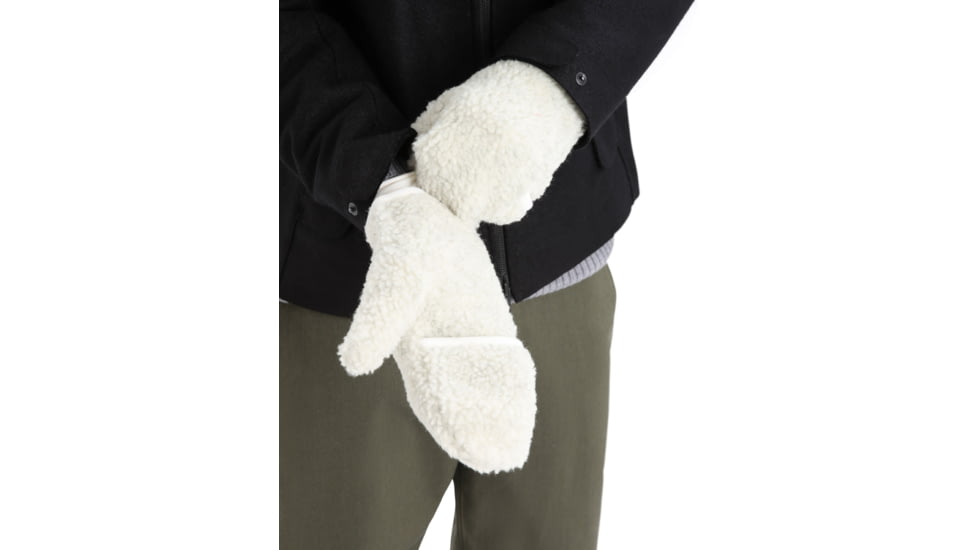 Icebreaker RealFleece High Pile Mittens, Ecru Heather, Small, IB0A59JY116S