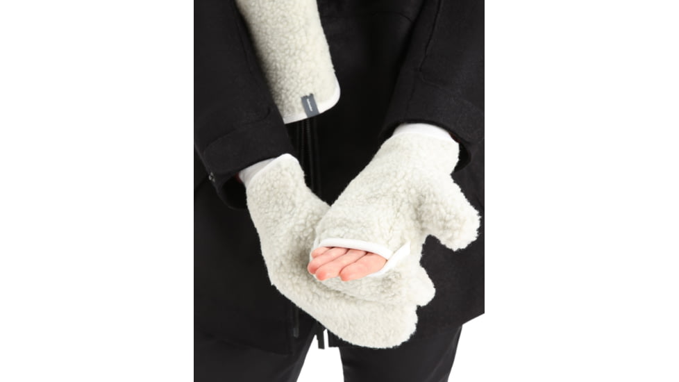 Icebreaker RealFleece High Pile Mittens, Ecru Heather, Small, IB0A59JY116S