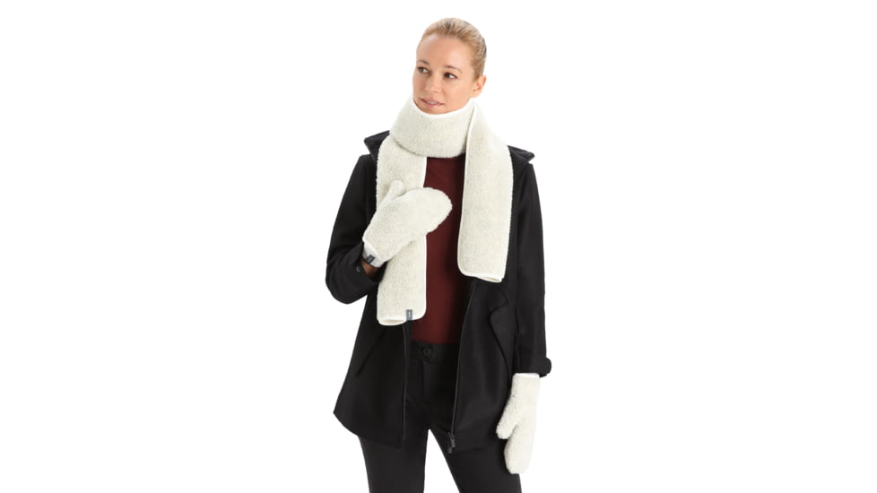 Icebreaker RealFleece High Pile Mittens, Ecru Heather, Small, IB0A59JY116S