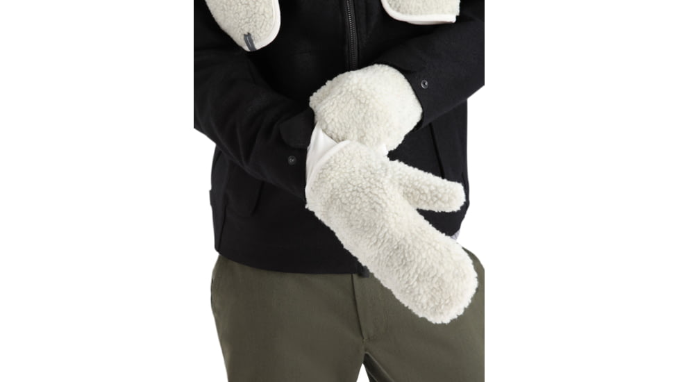 Icebreaker RealFleece High Pile Mittens, Ecru Heather, Small, IB0A59JY116S