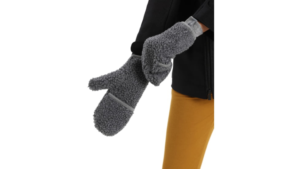 Icebreaker RealFleece High Pile Mittens, Gritstone Heather, Large, IB0A59JY004L