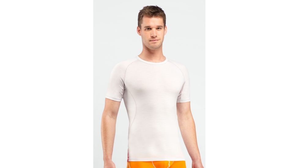 Icebreaker Relay Short Sleeve Crewe - Men's-Ivory/Rocket-Small