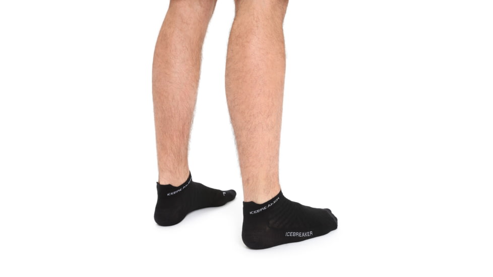 Icebreaker Run+ Ultralight Micro Socks - Mens, Black/Snow, Medium, IB104212A06M