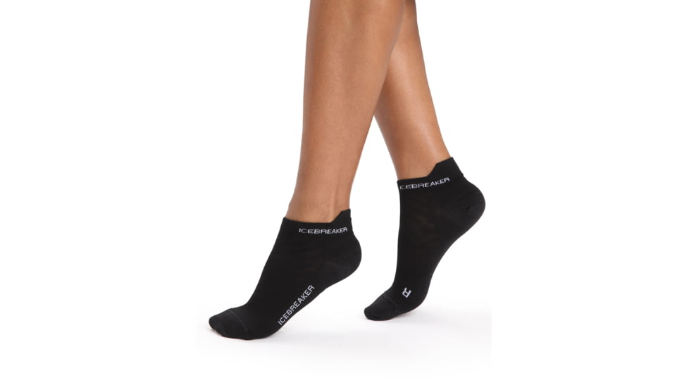 Icebreaker Run+ Ultralight Micro Socks - Womens, Black/Snow, Medium, IB104215A06M