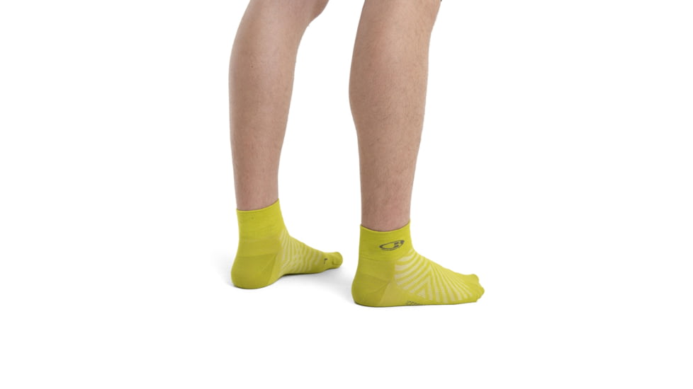 Icebreaker Run+ Ultralight Mini Socks - Mens, Bio Lime/Loden, Large, IB104213867L