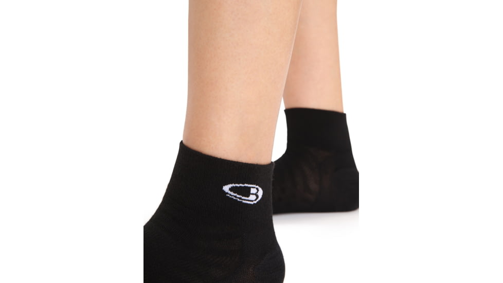 Icebreaker Run+ Ultralight Mini Socks - Womens, Black/Snow, Medium, IB104216A06M