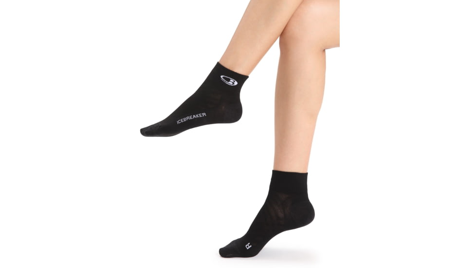 Icebreaker Run+ Ultralight Mini Socks - Womens, Black/Snow, Medium, IB104216A06M