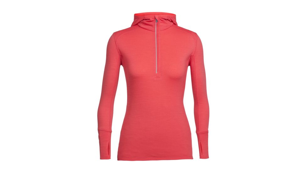Icebreaker Rush Long Sleeve Half Zip Hood, Poppy Red, L, 103815602L