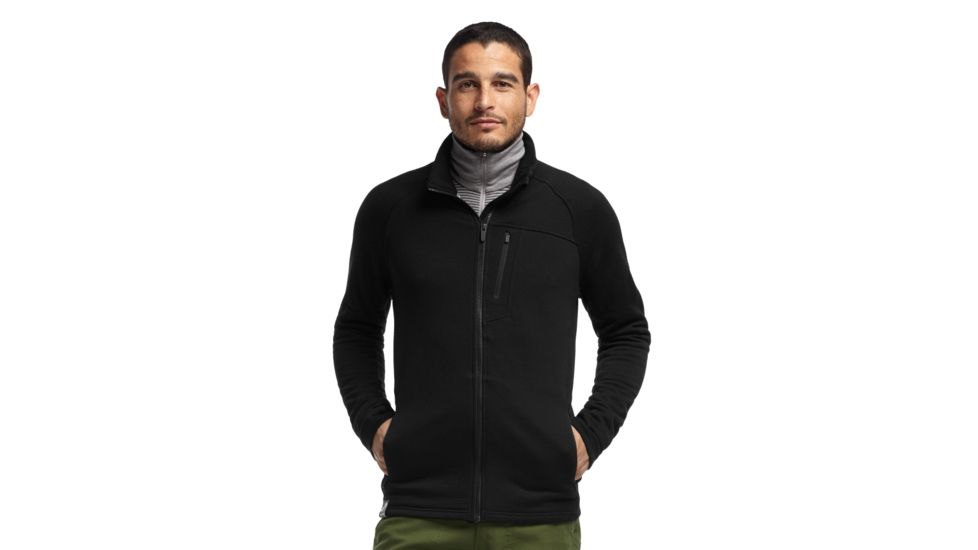 Icebreaker Sierra Long Sleeve Full Zip Jacket - Mens-Black-Large