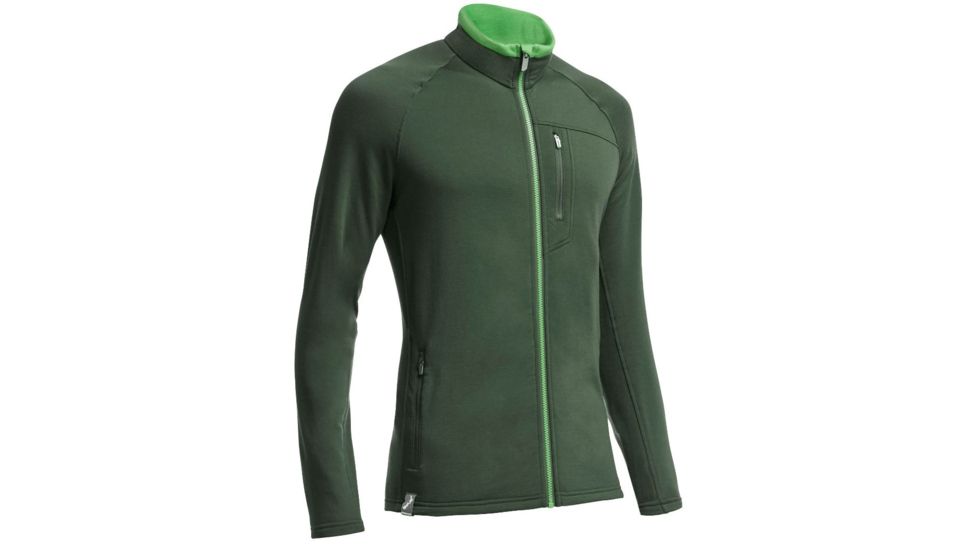 Icebreaker Sierra Long Sleeve Full Zip Jacket - Mens-Conifer/Balsam-Small