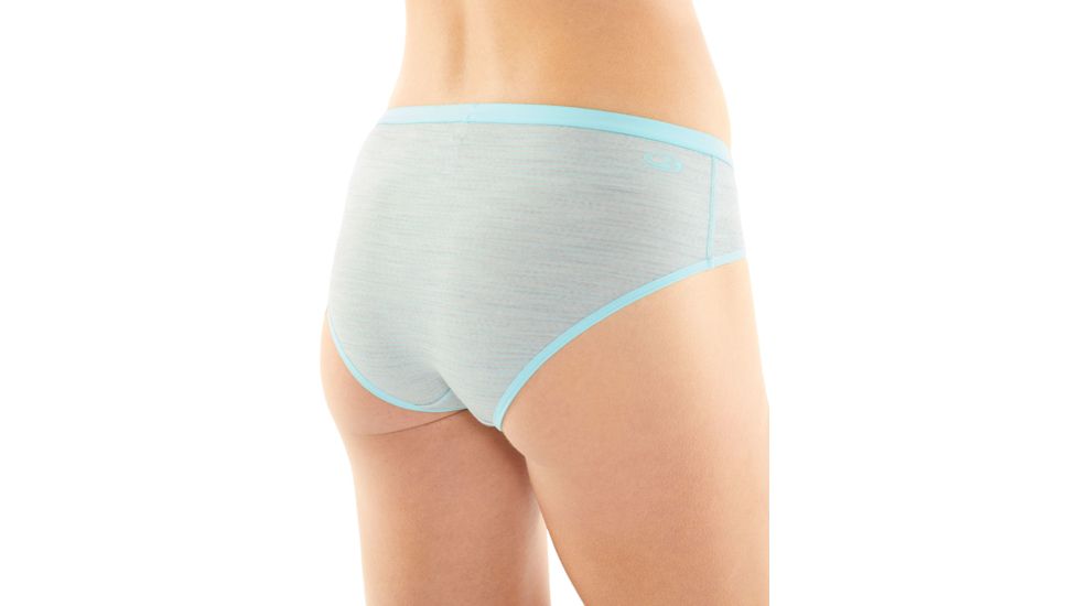 Icebreaker Siren Hipkini - Women's, Blizzard Heather/Aqua Splash/Stripe, Small, 104704003S