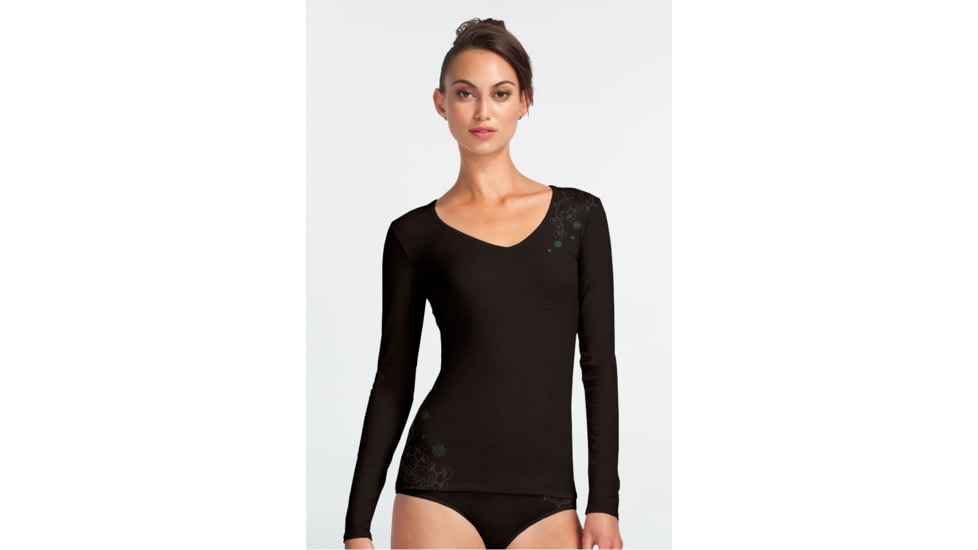 Icebreaker Siren Long Sleeve Sweetheart Botanical Top - Women's-Black-X-Large