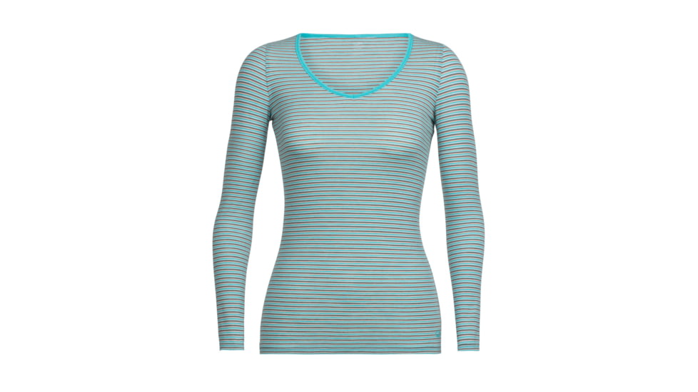 Icebreaker Siren Long Sleeve Sweetheart, Lagoon/Sorbet/Stripe, XS, 103194404XS