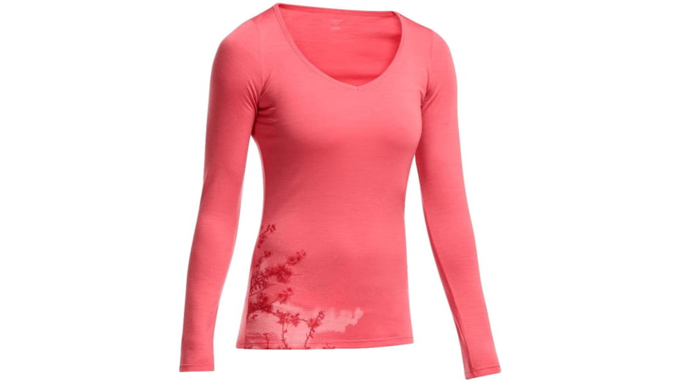 Icebreaker Siren Long Sleeve Sweetheart Top - Womens-Cherry Blossom Grapefruit-Small