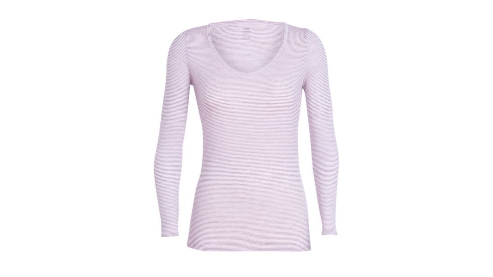 Icebreaker Siren Long Sleeve Sweetheart -Womens, Blush Heather/Stripe, Small, 103194-607-S
