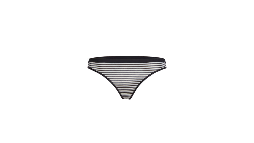 Icebreaker Merino Siren Thong - Women's, Black/Snow/Stripe, Large, 103027003L