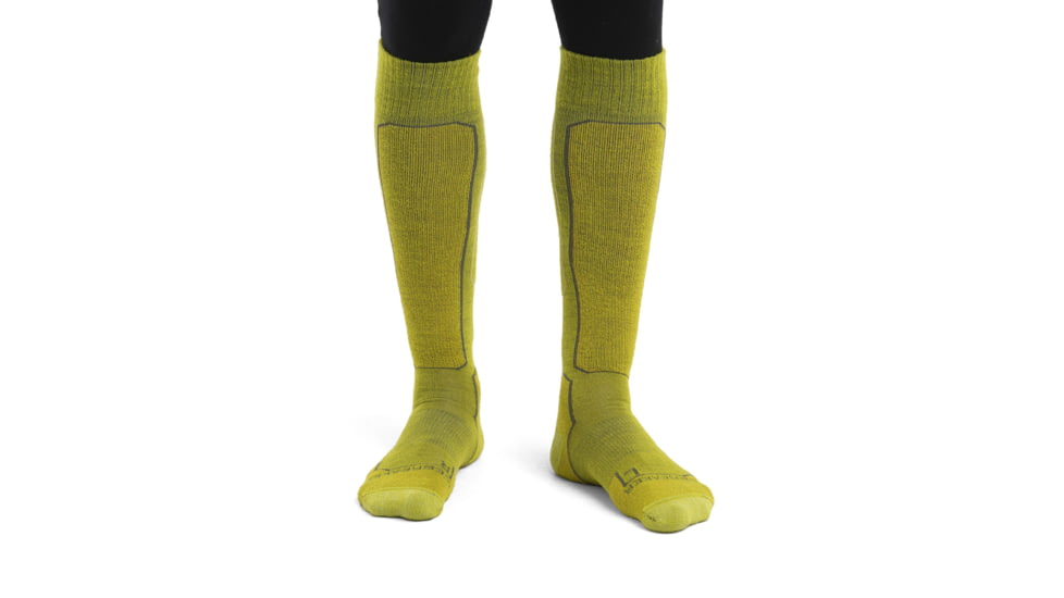Icebreaker Ski+ Light Over The Calf Socks - Mens, Bio Lime/Solar/Loden, Large, IB104882920L