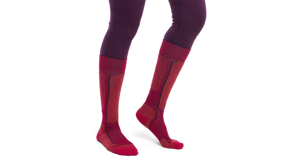Icebreaker Ski+ Light Over The Calf Socks - Women's, Electrnpnk/Earth/Nghtshad, Medium, IB104879965M