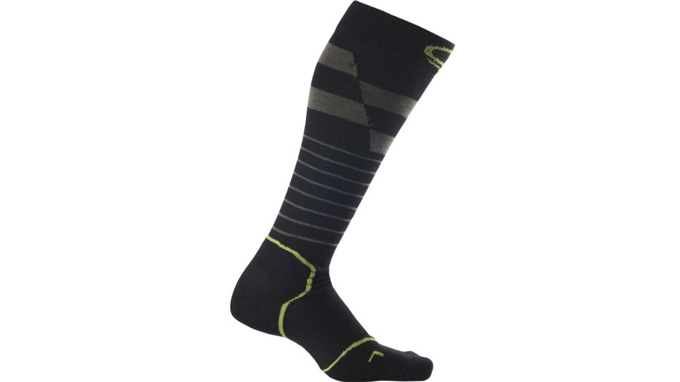 Icebreaker Ski+ Lite Over The Calf Cornet Sock - Men's-Black/Cargo/Grasshopper-Medium