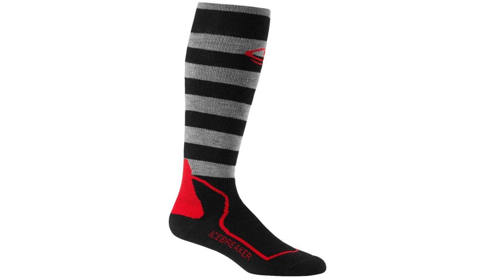 Icebreaker Snowboard+ Medium Over The Calf Sock - Mens-Black/Twister Heather/Rocket-Large