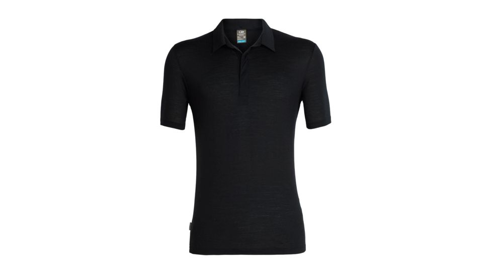 Icebreaker Solace Short Sleeve Polo - Mens, Black, Extra Large, 104594001XL